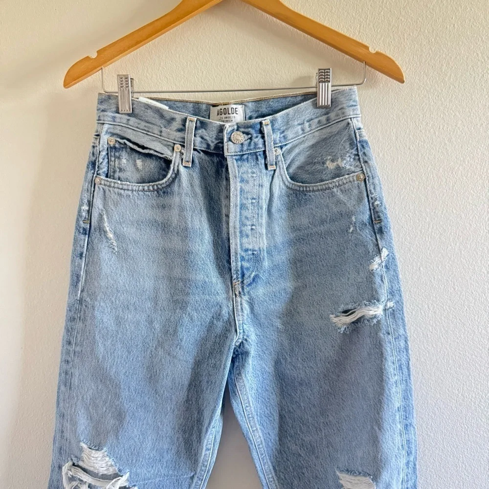 Agolde 90s Jeans Distressed Mid-Rise Button Fly Jeans size 25 - Picture 8 of 11